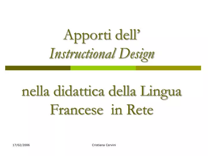 apporti dell instructional design nella didattica della lingua francese in rete