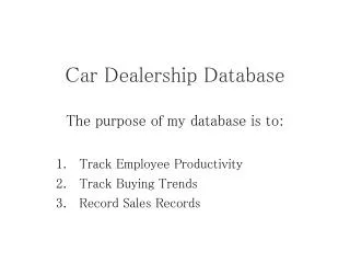 Car Dealership Database
