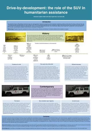 Drive-by-development: the role of the SUV in humanitarian assistance