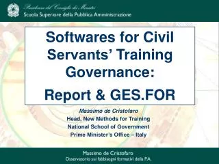 Massimo de Cristofaro Head, New Methods for Training National School of Government