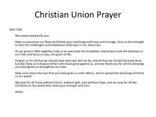 Christian Union Prayer