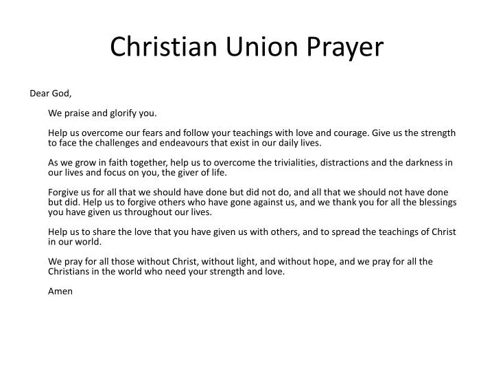 christian union prayer
