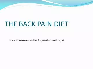 THE BACK PAIN DIET