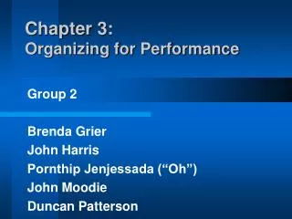 Chapter 3: Organizing for Performance