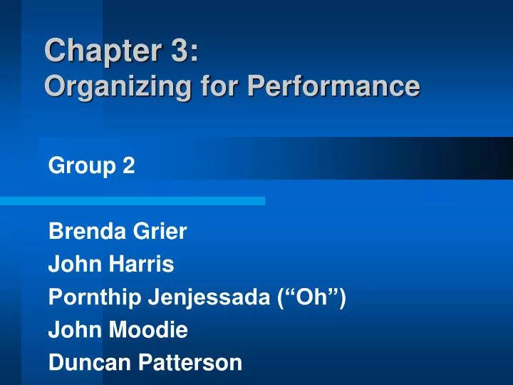 chapter 3 organizing for performance