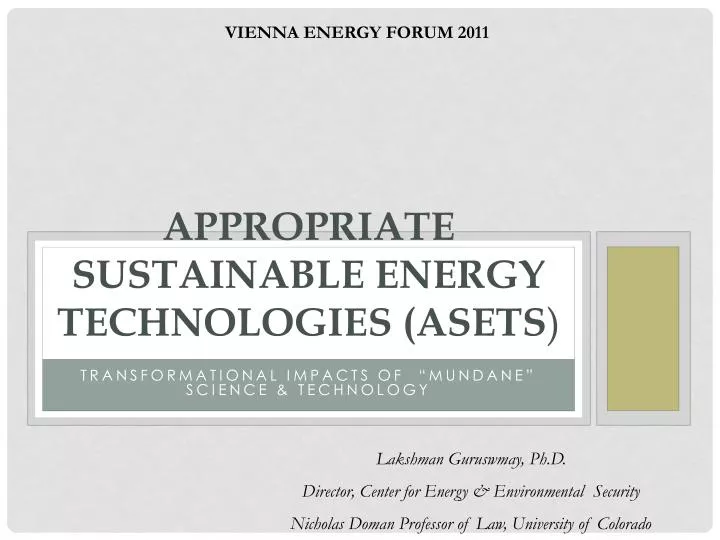 appropriate sustainable energy technologies asets