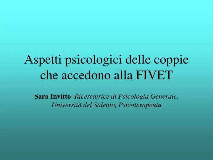 aspetti psicologici delle coppie che accedono alla fivet