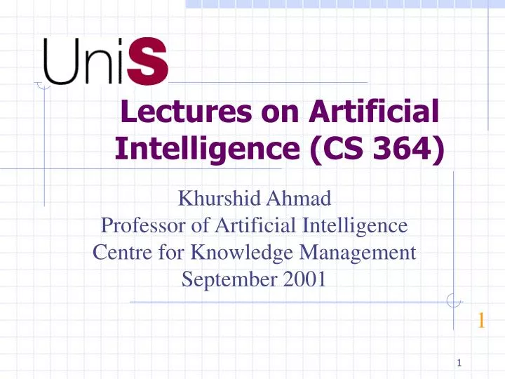lectures on artificial intelligence cs 364