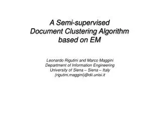 A Semi-supervised Document Clustering Algorithm based on EM
