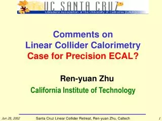 Comments on Linear Collider Calorimetry Case for Precision ECAL?