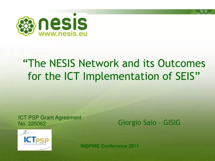the nesis network and its outcomes for the ict implementation of seis