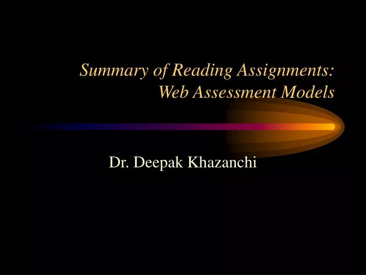 summary of reading assignments web assessment models
