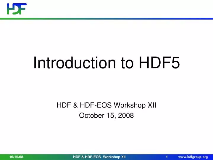 introduction to hdf5