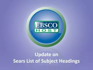 Update on Sears List of Subject Headings