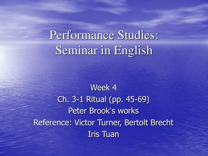performance studies seminar in english