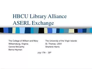 HBCU Library Alliance ASERL Exchange