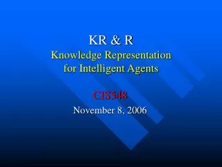 KR &amp; R Knowledge Representation for Intelligent Agents