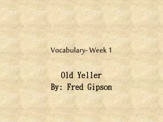 Vocabulary- Week 1