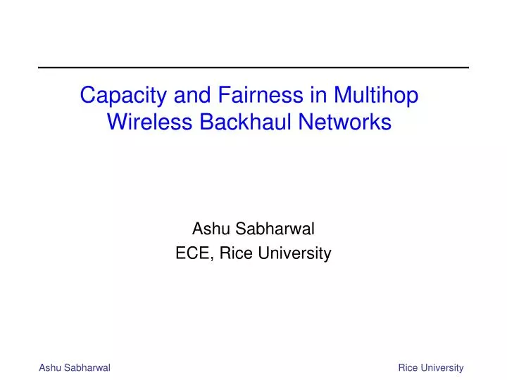 capacity and fairness in multihop wireless backhaul networks