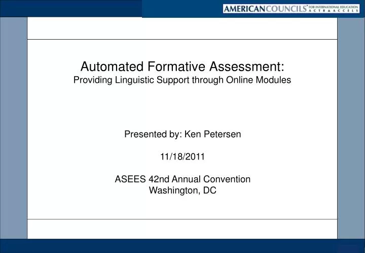 automated formative assessment providing linguistic support through online modules
