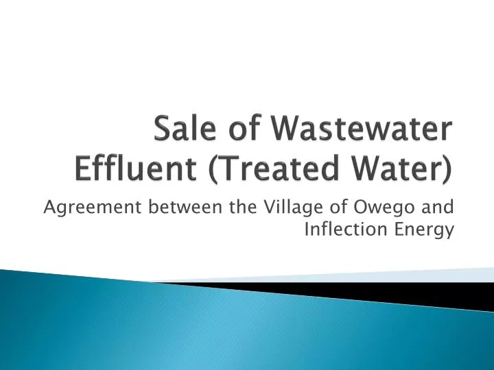 sale of wastewater effluent treated water