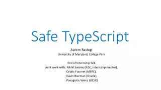 Safe TypeScript