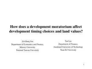 How does a development moratorium affect development timing choices and land values?
