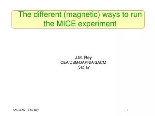 The different (magnetic) ways to run the MICE experiment