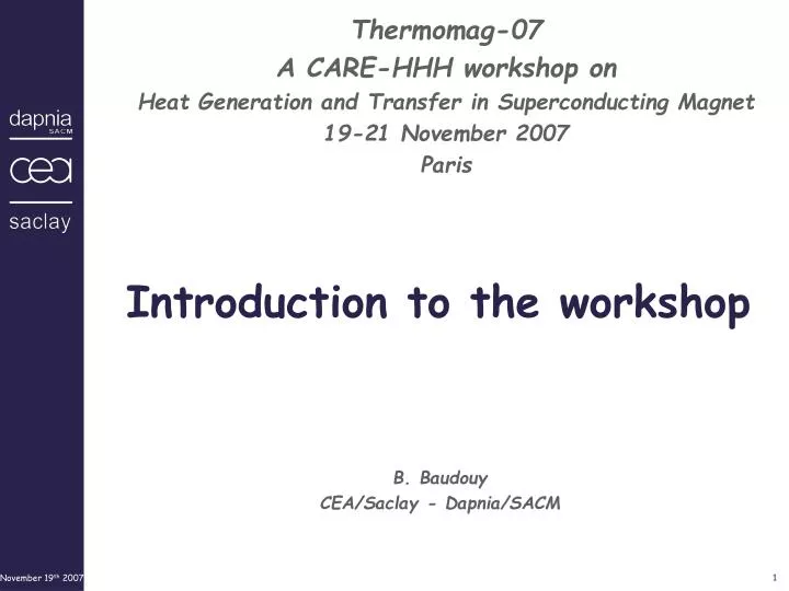introduction to the workshop