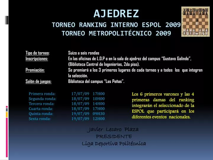 ajedrez torneo ranking interno espol 2009 torneo metropolit cnico 2009