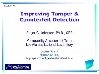 Improving Tamper &amp; Counterfeit Detection