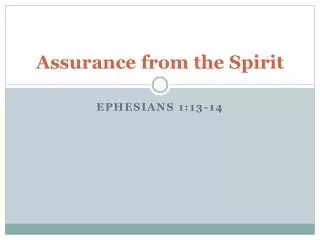 Assurance from the Spirit