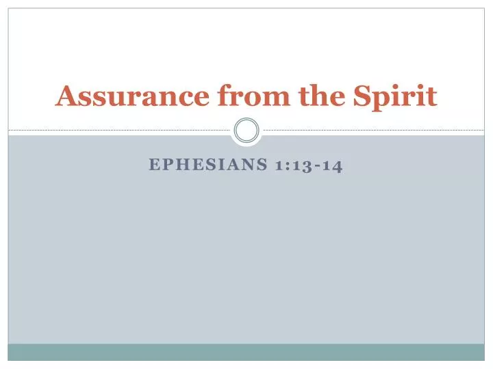 assurance from the spirit