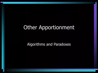 Other Apportionment