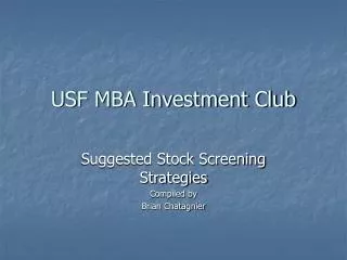 USF MBA Investment Club