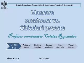 profesor coordonator cristea ruxandra