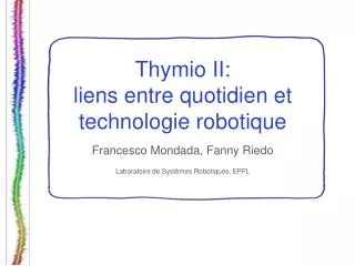 Thymio II: liens entre quotidien et technologie robotique