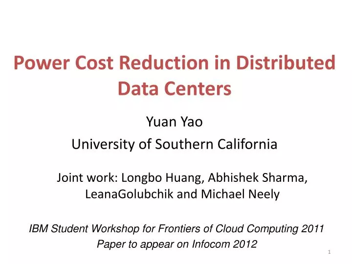 power cost reduction in distributed data centers