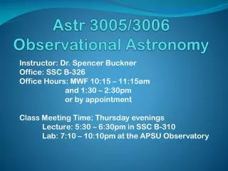 Astr 3005/3006 Observational Astronomy