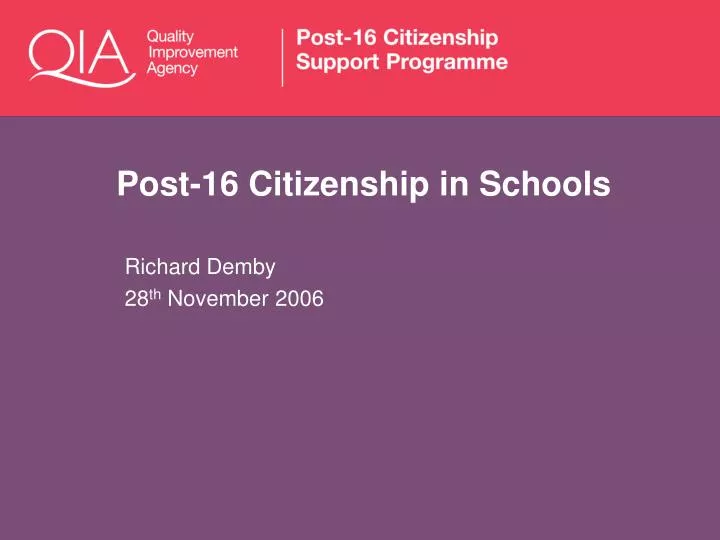 post 16 citizenship in schools