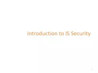 Introduction to IS Security