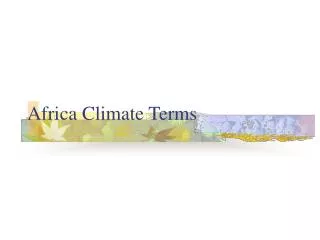 Africa Climate Terms