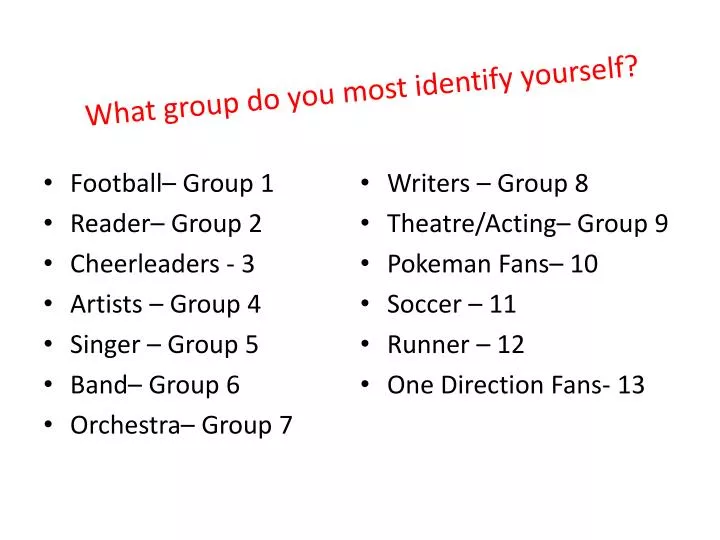 what group do you most identify yourself