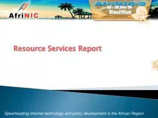 Resource Services Report