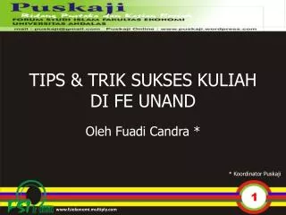 TIPS &amp; TRIK SUKSES KULIAH DI FE UNAND