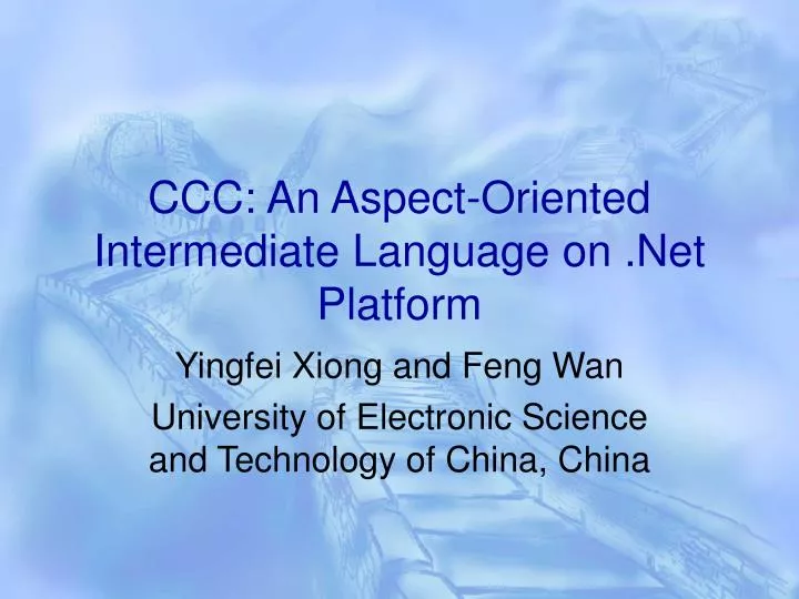 ccc an aspect oriented intermediate language on net platform