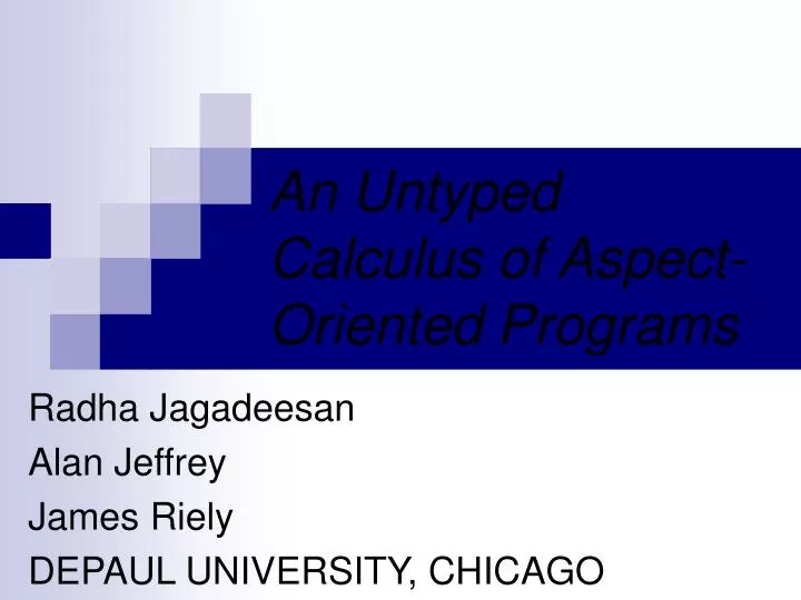 an untyped calculus of aspect oriented programs