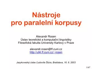 n stroje pro paraleln korpusy