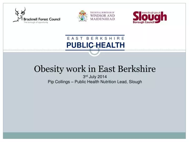 obesity work in east berkshire 3 rd july 2014 pip collings public health nutrition l ead slough