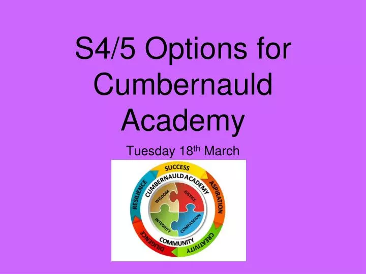 s4 5 options for cumbernauld academy